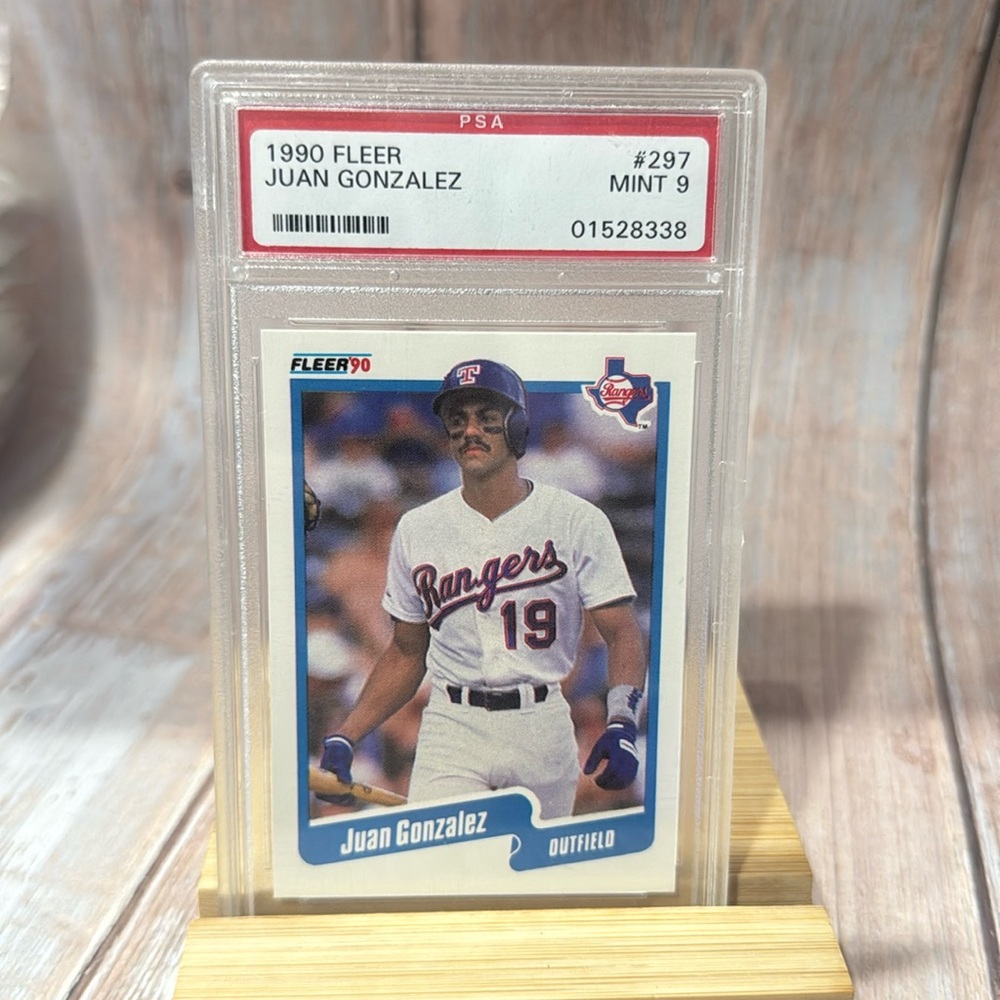 1990 Fleer Juan Gonzalez #297 PSA Mint 9 Baseball Card Item #PHK565